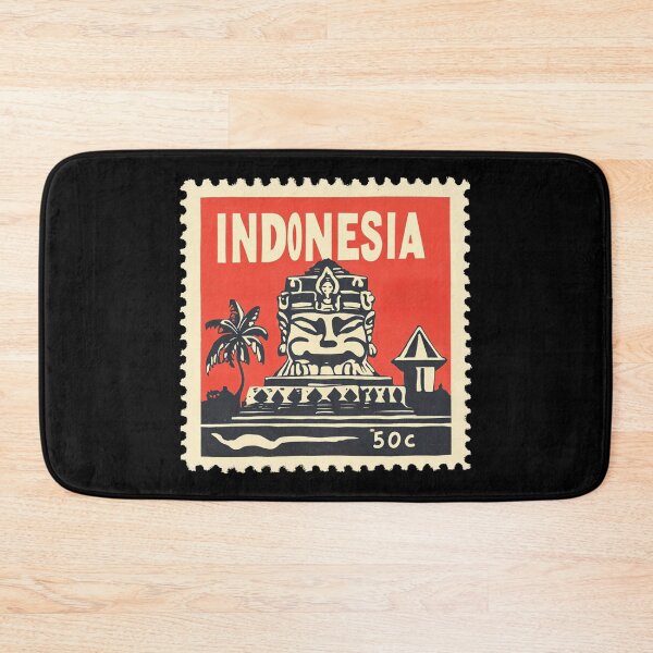 Item preview, Vintage Indonesia Postage Stamp Art - Ancient Temple & Palm designed and sold by tiigerdad.