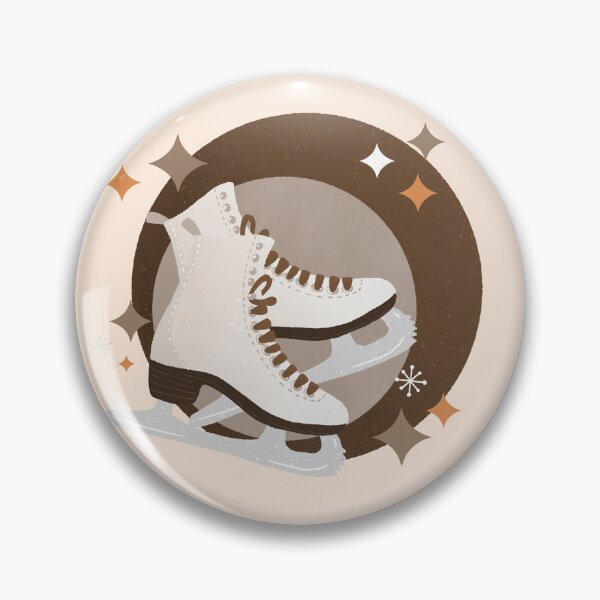 Item preview, Ice Skates retro bubble badge - vintage sepia tones designed and sold by Home Cyn Home.