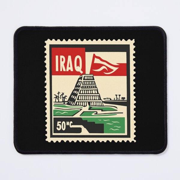 Item preview, Vintage Iraq Postage Stamp Art - Ancient Ziggurat & River designed and sold by tiigerdad.