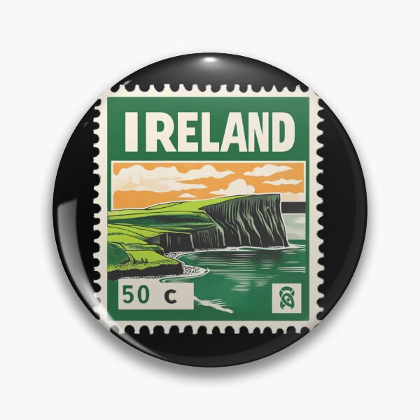 Item preview, Vintage Ireland Postage Stamp Art - Cliffs of Moher Coast designed and sold by tiigerdad.