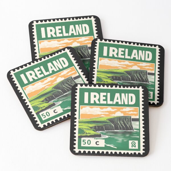 Item preview, Vintage Ireland Postage Stamp Art - Cliffs of Moher Coast designed and sold by tiigerdad.