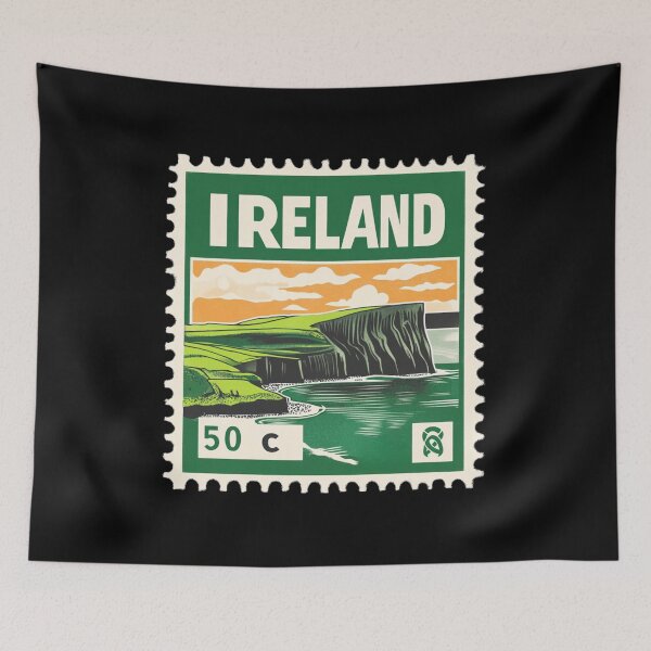 Item preview, Vintage Ireland Postage Stamp Art - Cliffs of Moher Coast designed and sold by tiigerdad.