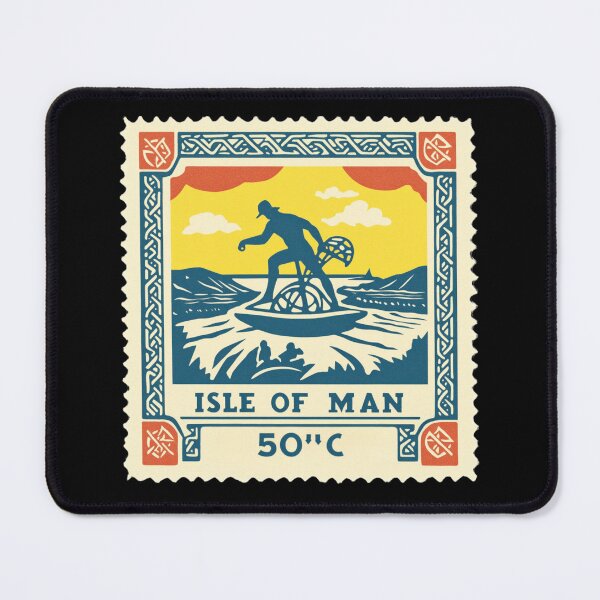 Item preview, Vintage Isle of Man Postage Stamp Art - Celtic Knot & Cycling designed and sold by tiigerdad.