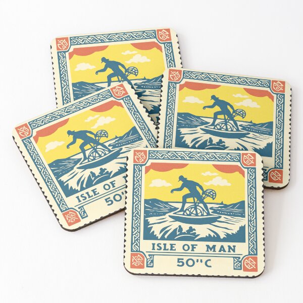 Item preview, Vintage Isle of Man Postage Stamp Art - Celtic Knot & Cycling designed and sold by tiigerdad.