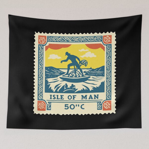 Item preview, Vintage Isle of Man Postage Stamp Art - Celtic Knot & Cycling designed and sold by tiigerdad.