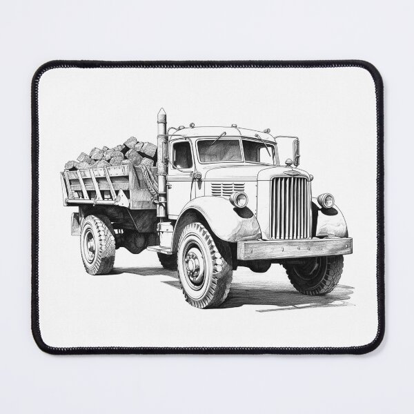 Item preview, Vintage Dump Truck with Firewood | Black and White Rustic Americana Illustration designed and sold by inkoutninja.