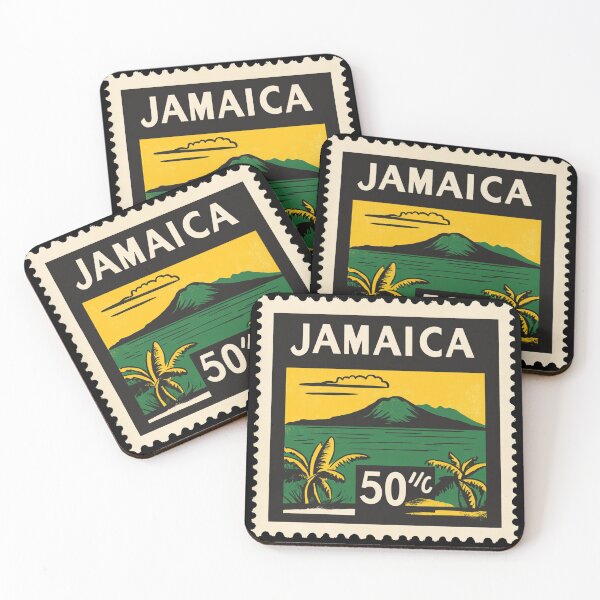 Item preview, Vintage Jamaica Postage Stamp Art - Blue Mountains & Tropical Palms designed and sold by tiigerdad.