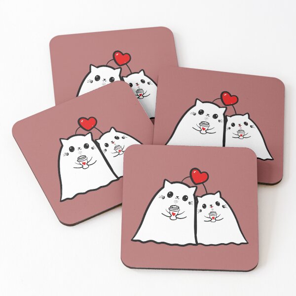 Item preview, Coffee Loving Ghost Kitties designed and sold by KilkennyCat Art.