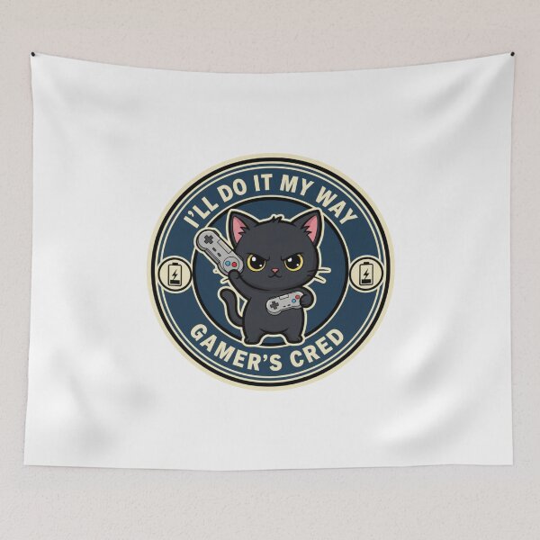 Item preview, Grumpy Black Cat Gamer Badge - I'll Do It My Way designed and sold by DisignByPrince.