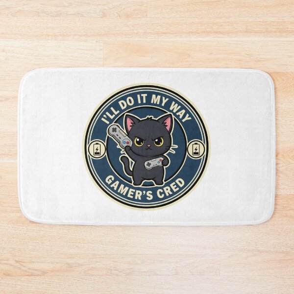 Item preview, Grumpy Black Cat Gamer Badge - I'll Do It My Way designed and sold by DisignByPrince.