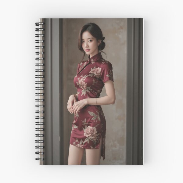 Item preview, Elegant Burgundy Floral Qipao Portrait designed and sold by SEIMEI2025.