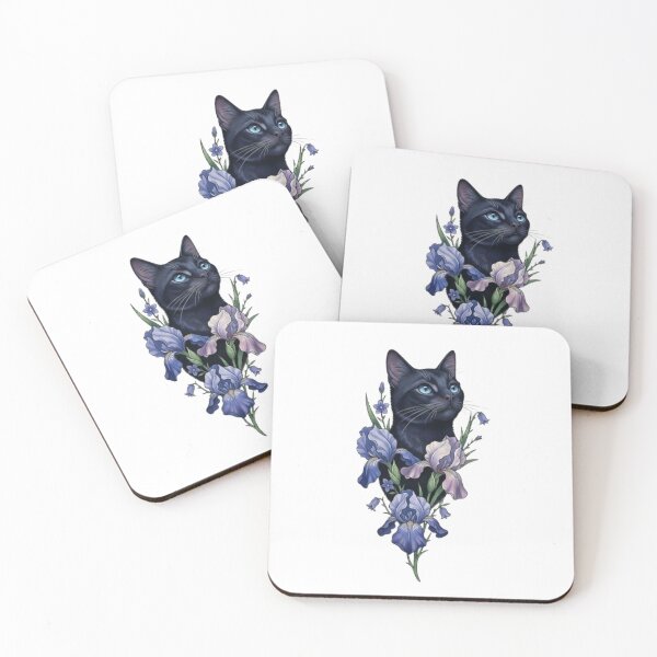 Item preview, Mystical Black Cat and Blue Iris designed and sold by CHRIST5000.