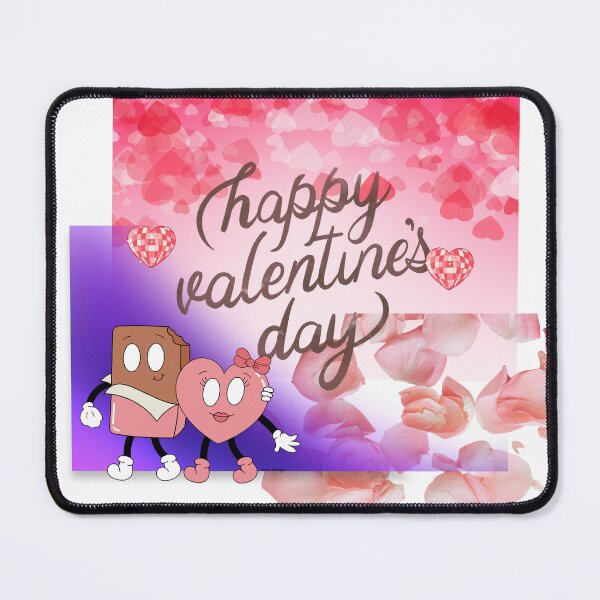Item preview, Happy Valentine’s Day – Pink & Purple Love Squares with Hearts and Chocolate Characters designed and sold by Aura Design.