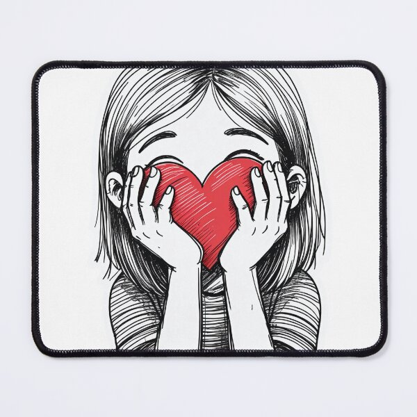 Item preview, Hand Drawn Doodle Heart Covering Face Shy Valentine Sticker on White Background designed and sold by BankMano.
