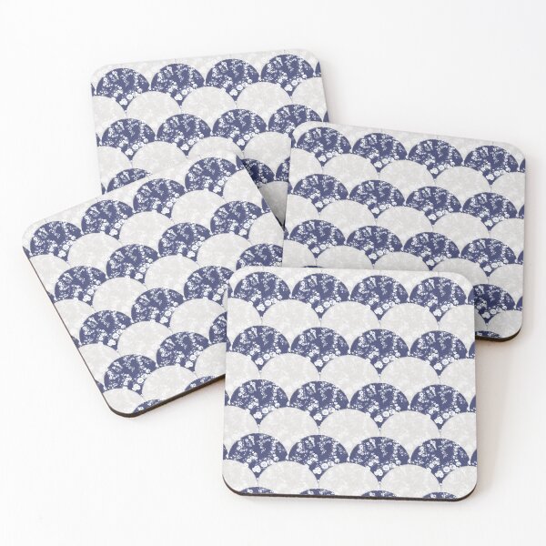 Item preview, Vintage Floral Nasturtium Vine Nouveau Deco Fan - Navy designed and sold by LoveAlways-AEP.