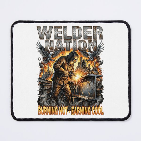 Item preview, Welder Nation Burning Hot Earning Cool – Blue Collar Welding Industrial Metal Fabrication Eagle Design designed and sold by Luminari Creations.