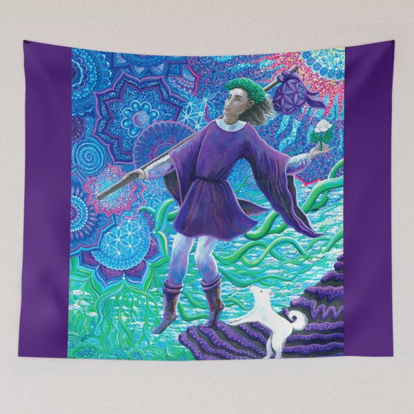 Item preview, Cosmic Fool - Tarot inspired painting  designed and sold by shantilovesart.
