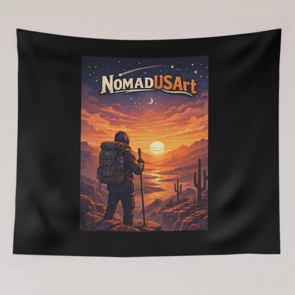 Item preview, NomadUSArt – Minimal Desert Sunset Explorer | Nomad Adventure Illustration designed and sold by NomadUSArt.