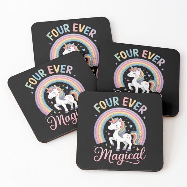 Item preview, Four Ever Magical Unicorn 4th Birthday 4 Year Old designed and sold by IdunayaStore.