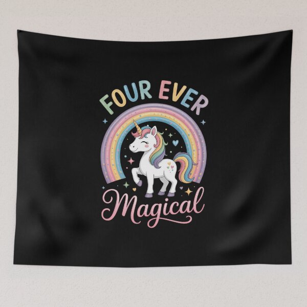 Item preview, Four Ever Magical Unicorn 4th Birthday 4 Year Old designed and sold by IdunayaStore.