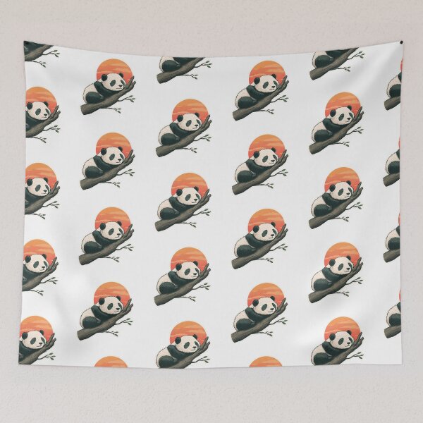 Item preview, Sleeping panda on a branch – Cute panda illustration at sunset designed and sold by Meiersbeste.