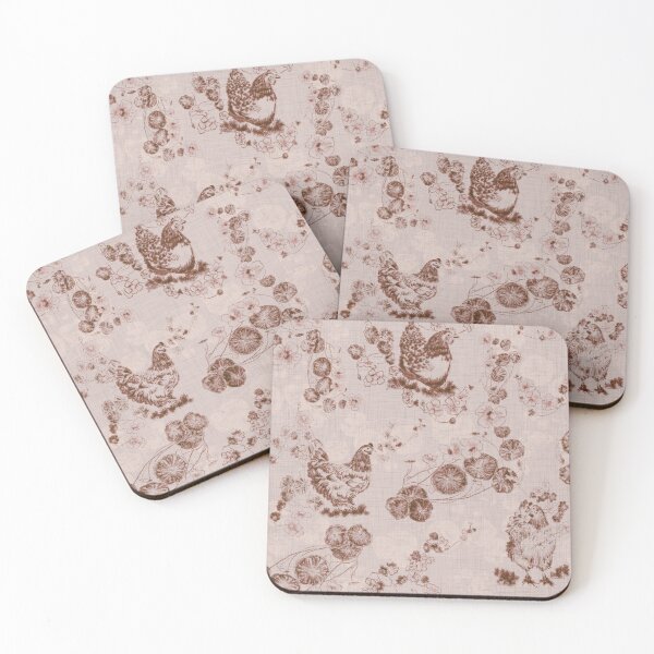 Item preview, French Country Chicken Chinoiserie - Mocha Mousse Blush designed and sold by LoveAlways-AEP.