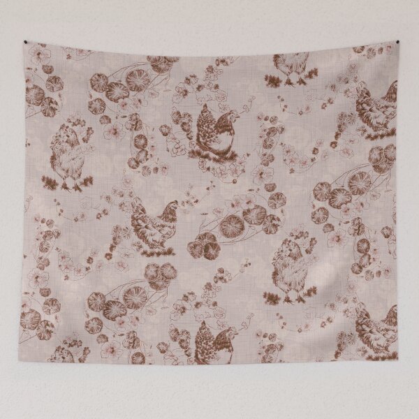 Item preview, French Country Chicken Chinoiserie - Mocha Mousse Blush designed and sold by LoveAlways-AEP.