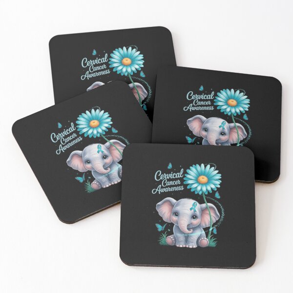Item preview, Ovarian Cancer Awareness Sunflower Teal Ribbon Elephant designed and sold by EllenJast.