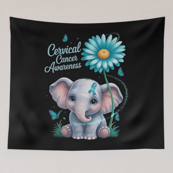 Item preview, Ovarian Cancer Awareness Sunflower Teal Ribbon Elephant designed and sold by EllenJast.