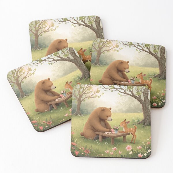 Item preview, Valentine’s Early Spring Bear & Fawn Couple • Gentle Forest Love Art designed and sold by WildlifeWhimsy.