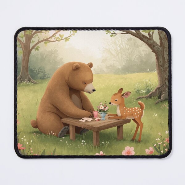 Item preview, Valentine’s Early Spring Bear & Fawn Couple • Gentle Forest Love Art designed and sold by WildlifeWhimsy.