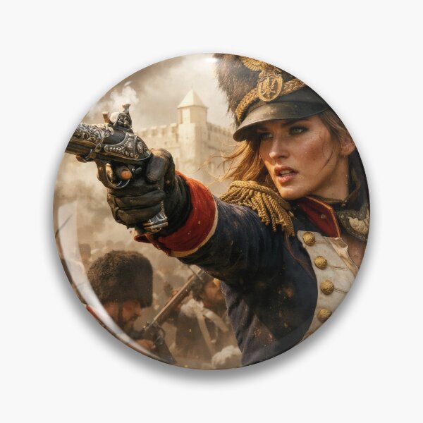 Item preview, Napoleonic Warrior Princess – Female Soldier Fantasy Wall Art with Flintlock Pistol designed and sold by Spiritveil.