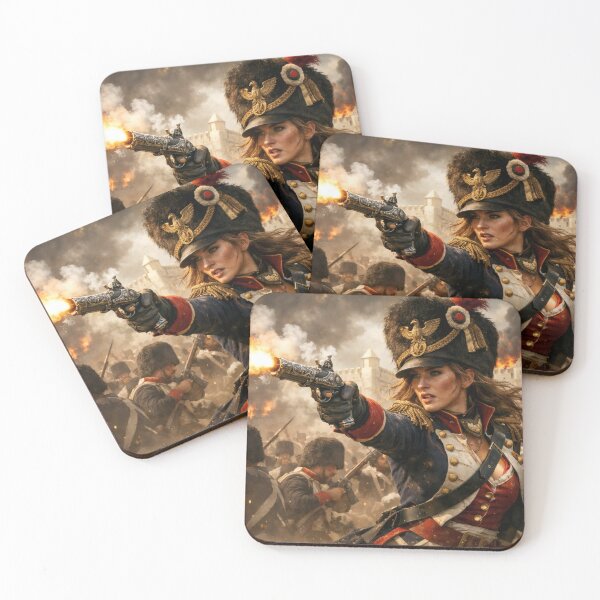Item preview, Napoleonic Warrior Princess – Female Soldier Fantasy Wall Art with Flintlock Pistol designed and sold by Spiritveil.