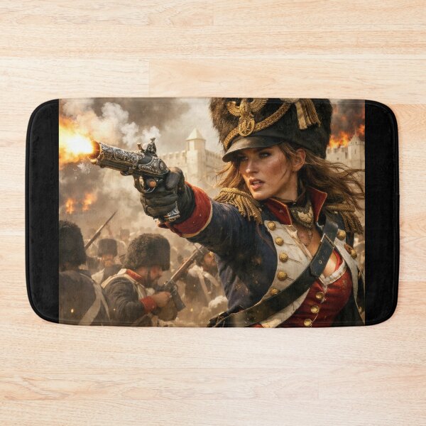 Item preview, Napoleonic Warrior Princess – Female Soldier Fantasy Wall Art with Flintlock Pistol designed and sold by Spiritveil.