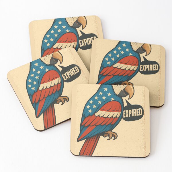 Item preview, Patriotic Parrot Saying “EXPIRED” – Bold Vintage American Style designed and sold by NomadUSArt.