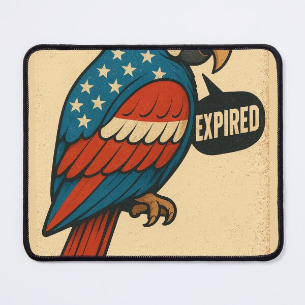 Item preview, Patriotic Parrot Saying “EXPIRED” – Bold Vintage American Style designed and sold by NomadUSArt.