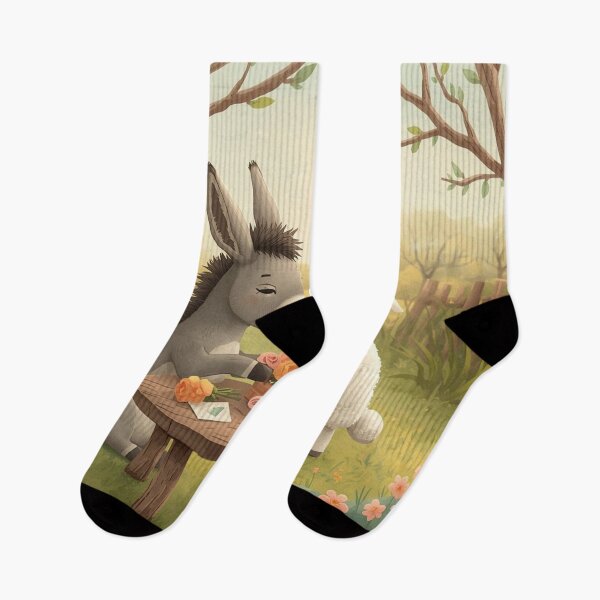 Item preview, Valentine’s Early Spring Donkey & Sheep • Soft Countryside Love Art designed and sold by WildlifeWhimsy.