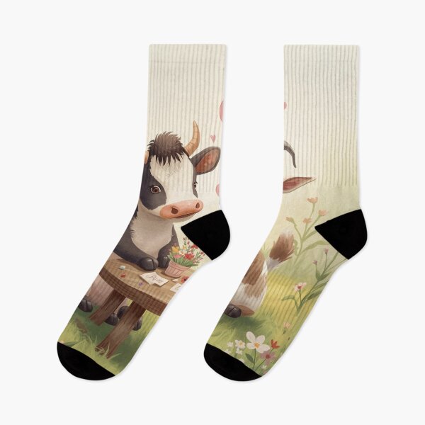 Item preview, Valentine’s Early Spring Cow & Goat • Soft Farm Meadow Love Art designed and sold by WildlifeWhimsy.