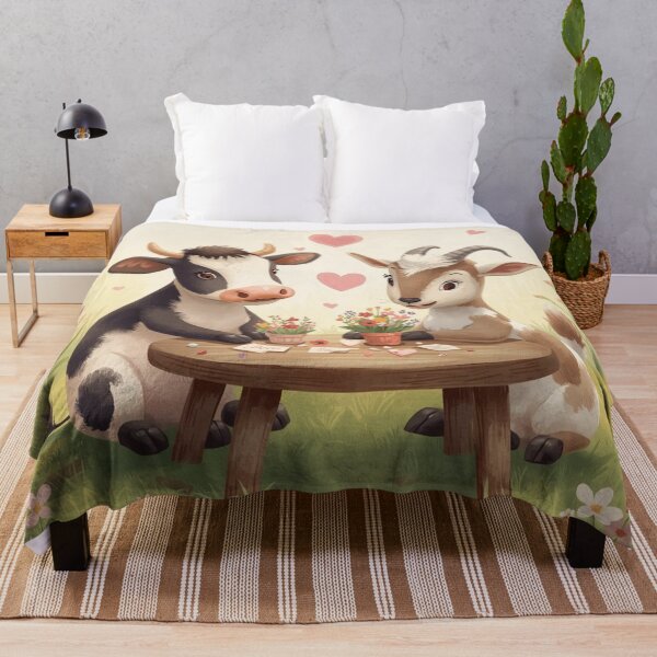 Item preview, Valentine’s Early Spring Cow & Goat • Soft Farm Meadow Love Art designed and sold by WildlifeWhimsy.