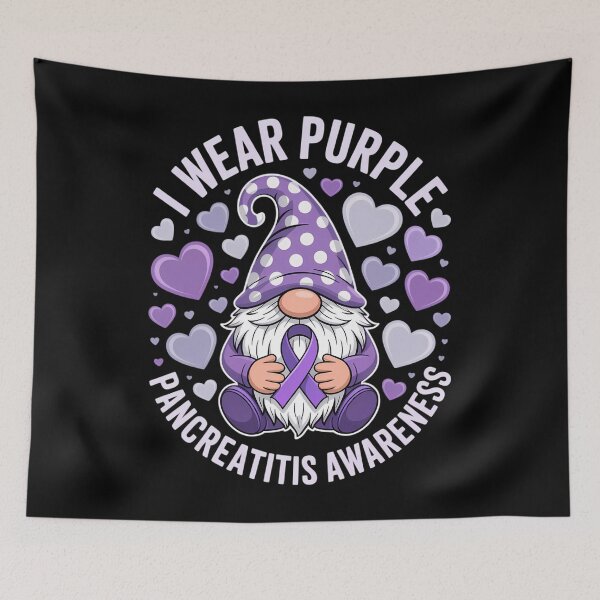 Item preview, Pancreatitis Awareness Gnome I Wear Purple Support Ribbon designed and sold by EllenJast.