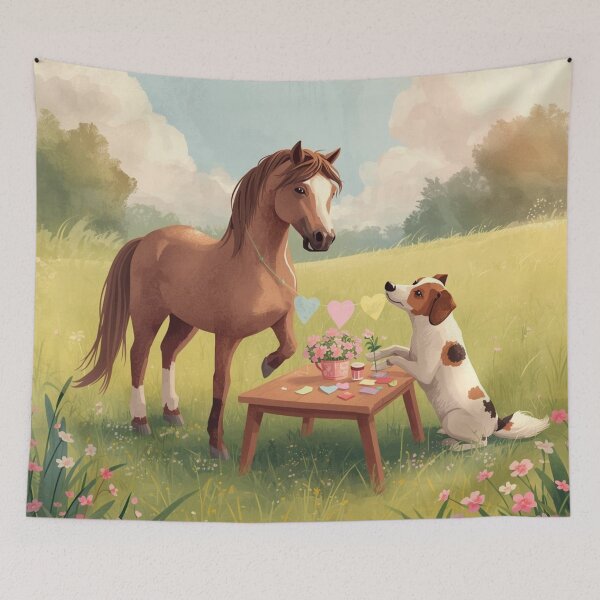Item preview, Valentine’s Early Spring Horse & Dog • Soft Meadow Love Art designed and sold by WildlifeWhimsy.