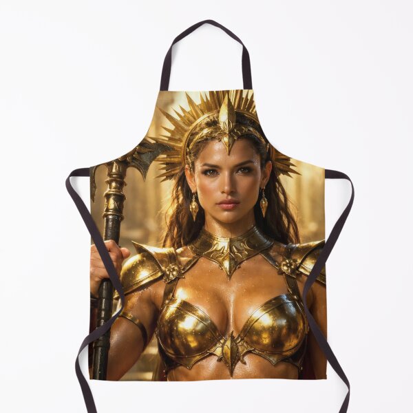 Item preview, Golden Sun Priestess – Radiant Warrior Fantasy Wall Art with Sacred Halberd designed and sold by Spiritveil.