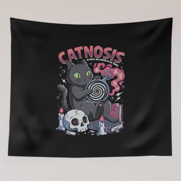 Item preview, Catnosis Black Cat Hypnosis Magic Skull designed and sold by tollaru.