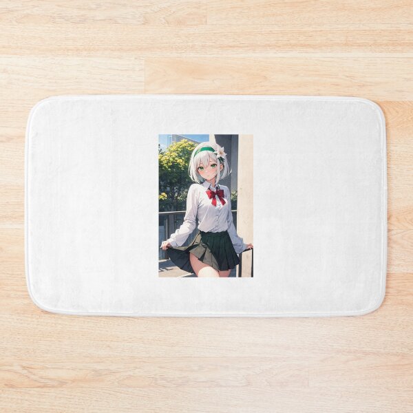 Item preview, Shizuka Kurogane Anime Girl – Short White Hair Schoolgirl Aesthetic Art designed and sold by iloveanimechibi.