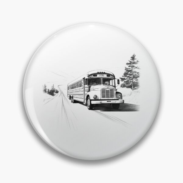 Item preview, Vintage School Bus on Country Road | Black and White Americana Travel Illustration designed and sold by inkoutninja.