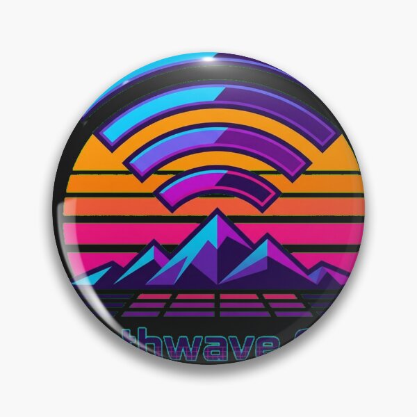Item preview, Retro Wi-Fi Signal Sunset over Grid Mountains designed and sold by Thaivi Design.