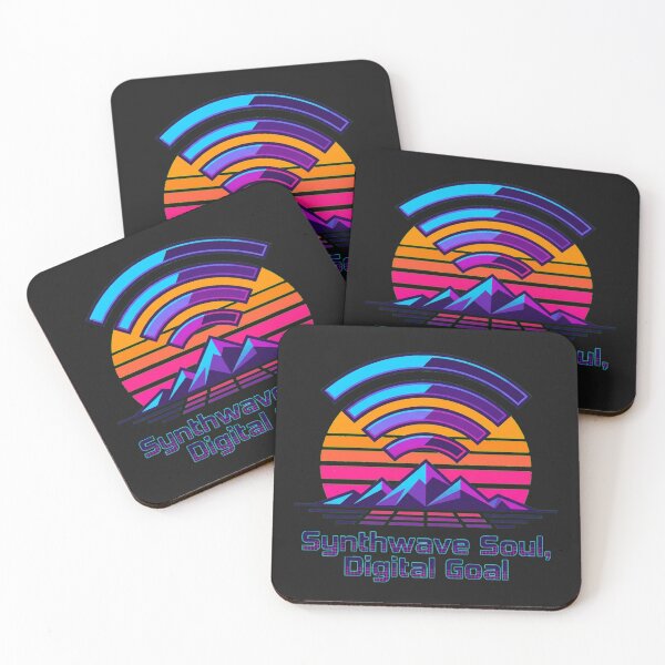 Item preview, Retro Wi-Fi Signal Sunset over Grid Mountains designed and sold by Thaivi Design.