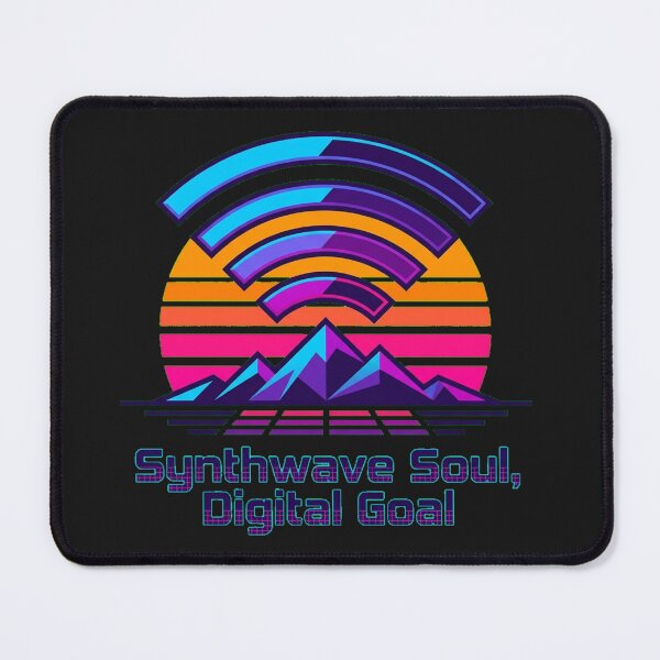 Item preview, Retro Wi-Fi Signal Sunset over Grid Mountains designed and sold by Thaivi Design.