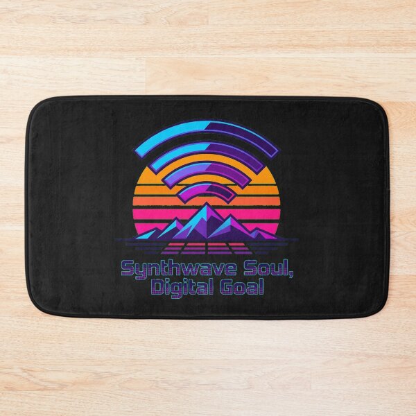 Item preview, Retro Wi-Fi Signal Sunset over Grid Mountains designed and sold by Thaivi Design.
