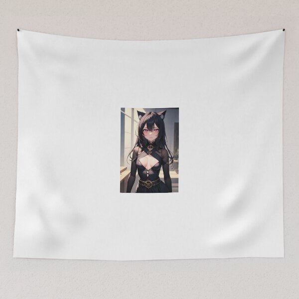 Item preview, Hiratani Yaneko Dark Aesthetic Neko Anime Girl Portrait designed and sold by iloveanimechibi.
